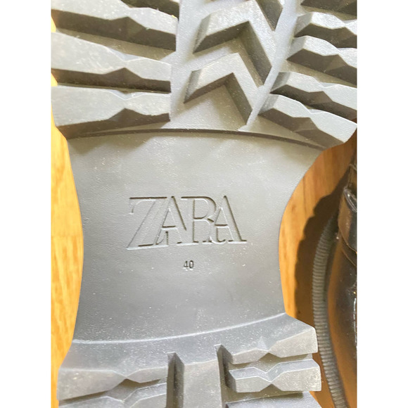 NEW NO Tags/Box Zara Black Chunky Lug Heel Loafers Moccasins Shoes 9W/M7 - Picture 2 of 8